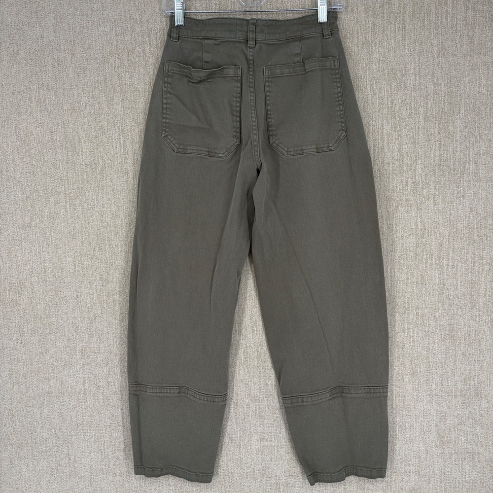 Everlane Jean Women 0 Tall Green Utility Barrel Cotton High Rise Slim Twill - Picture 3 of 14